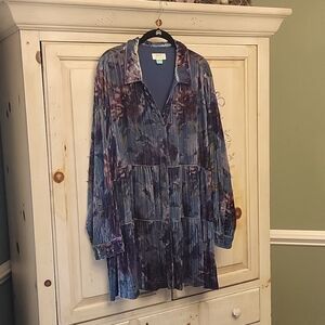 New Anthropologie Maeve Reverie Tiered Floral Velvet Tunic Plus size 2X